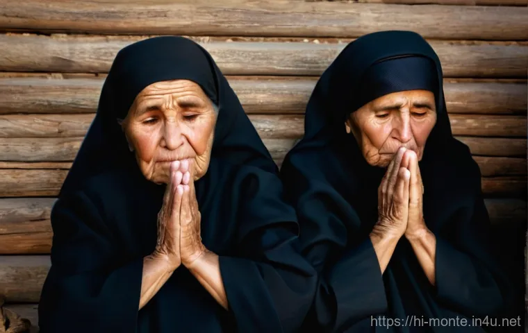 몬테네그로의 장례 문화 - **Montenegrin Professional Mourners in Emotional Display**
A group of elderly Montenegrin women,...